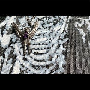 Sterling Silver Cast Eagle Dancer Pendant with Amethyst and Sterling Chain